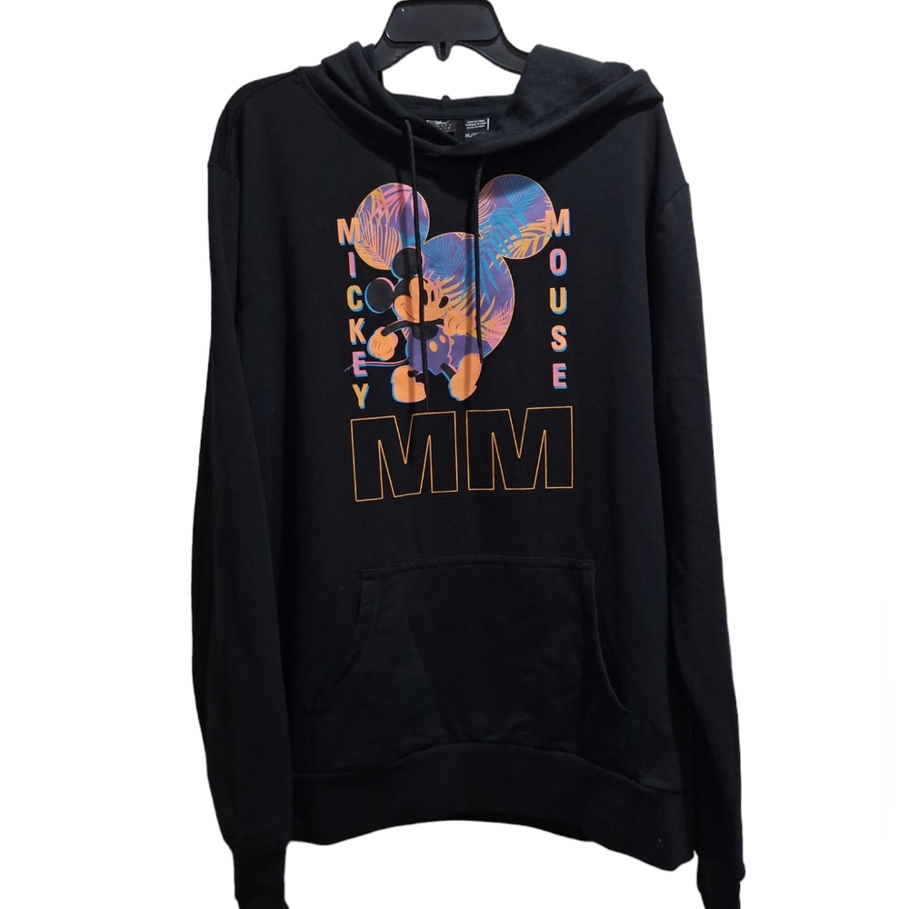 Disney Mickey & Friends Black Hoodie Tropical Mickey Icon Adult Size XL NWOT